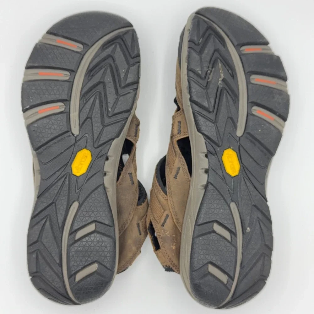 Merrell Hiking Sandals Mens Bungee Lacing Mesh Vibram Trail Shoes Brown Leather